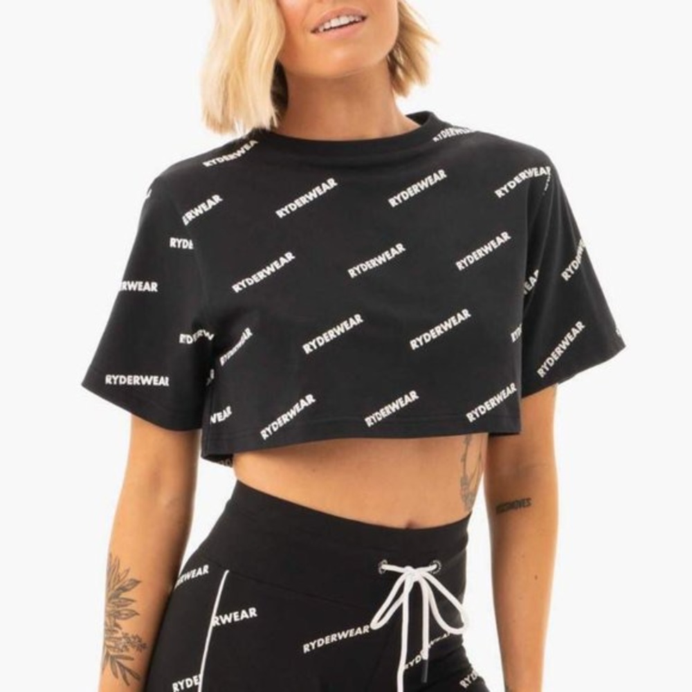 Ryderwear court side black crop top